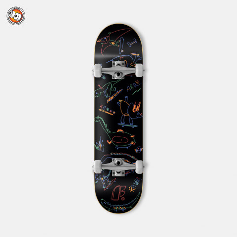 Скейтборд в сборе детский Footwork Dinos Black Mini 7.125 Скейтборд в сборе детский Footwork Dinos Black Mini 7.125